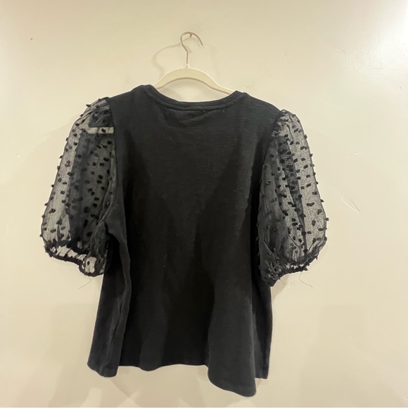 MAEVE Woven Puff-Sleeve Top black size large - Picture 8 of 9